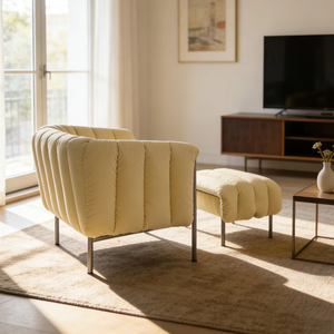 Sillón de Diseño Ergonómico Contemporáneo con Tapicería de Tela para Sala de Estar o Oficina - Product Image 2