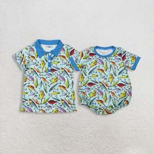 ชุดรอมเปอร์เสื้อโปโลแขนสั้นติดกระดุมสำหรับเด็กผู้ชายสไตล์บูติก เหมาะสำหรับตกปลาและล่าสัตว์ - Product Image 1