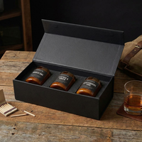 Coffret de luxe personnalisé pour trois bougies, boîte magnétique noire recyclable, coffret découverte de parfums pour voiture, emballage design ISO9001