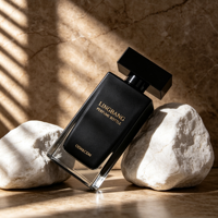 Vente en gros de flacons de parfum rectangulaires en verre de 60 ml/80 ml/100 ml avec bouchons en acrylique, surface mate, impression à l'écran, boîte cadeau
