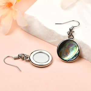 女性のためのホット販売ファッションジュエリー楕円形ナチュラルアワビシェルフックドロップイヤリング - Product Image 2