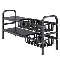 Support de rangement mural multi-niveaux extensible en acier inoxydable pour ustensiles de cuisine, à installer sous l'évier - Offre Spéciale