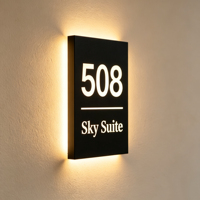 Plaque de porte lumineuse moderne, signalétique rétroéclairée par LED, numéro de chambre pour hôtels, appartements, bureaux, plaque de porte en acrylique