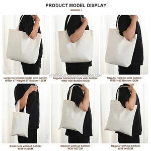 Logo personalizzato vari tipi grande bianco nero Beige Tote Bag in tela con cerniera e maniglia per lo Shopping e l'imballaggio - Product Image 3