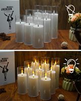 Lilin Pilar LED Tanpa Api Kakoya, Baterai, Kontrol Remote, Timer 2/4/6/8 Jam, Bahan Akrilik, Finishing Poles