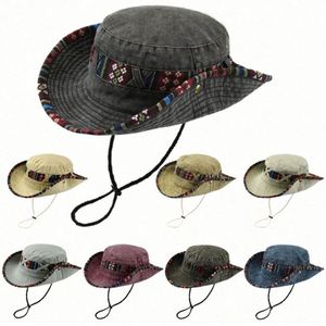 Chapeau Bob en Jean Style Western pour Homme avec Large Visière pour la Pêche, les Loisirs en Plein Air et la Randonnée Printemps-Été - Product Image 1