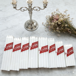 Белые тонкие свечи-столбики для церковных и домашних торжеств, долгогорящие, из парафинового воска, оптом - Product Image 3