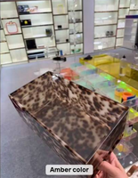 Kotak Penyimpanan Mahjong Akrilik Motif Tortoise Marbled dengan Tutup Lipat, Organizer Ubin Resin, Hadiah Permainan Mahjong Elegan untuk Pecinta Mahjong
