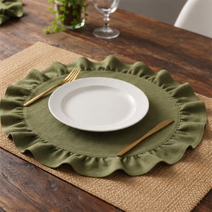 Serviettes jetables douces 100 % lin, <span class=keywords><strong>vert</strong></span> foncé, faites à la main, pour mariage – Offre spéciale - Product Image 1