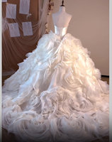 Robes de mariée LY-WD1402, corsets de mariée, robes de bal en tulle, robes bouffantes avec de grandes fleurs roses, robe de mariée pour les mariées, style unique