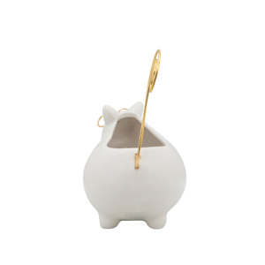 Plateau à bibelots en céramique en forme de chat avec queue dorée et lunettes, organisateur de bijoux pour la décoration de chambre, porte-bagues - Product Image 4