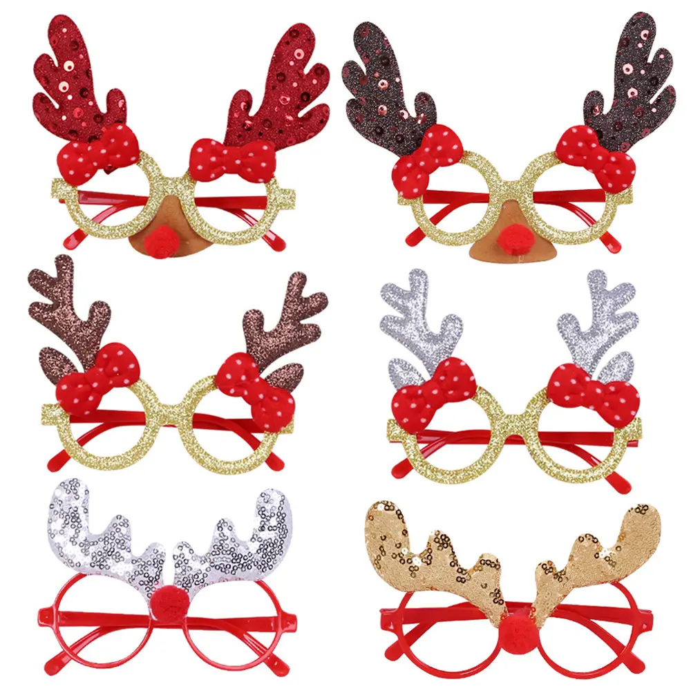 Christmas Party Decoration Glasses Golden Dusted Antler Glasses Christmas Props