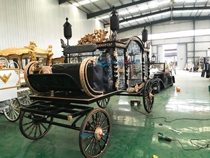 Latest Design Horse Drawn Funeral Hearse Coffin Buggy Motorcycle Funeral Cart Funeral Service Wagon - Product Image 3
