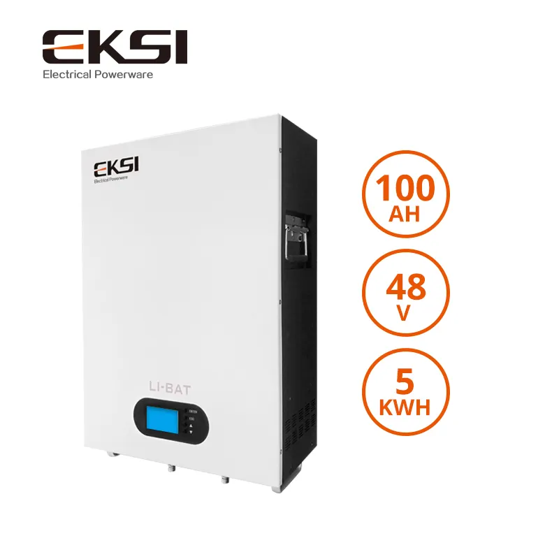 EKSI 5kwh LiFePO4 Batería de litio Home Power Wall Batería para sistema de almacenamiento de energía