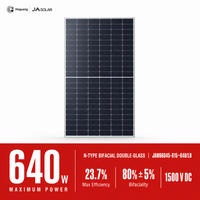 Module solaire bifacial double vitrage JA Solar JAM66D45 LB 615W-640W 23,7% d'efficacité élevée, type N, DeepBlue 4.0 Pro