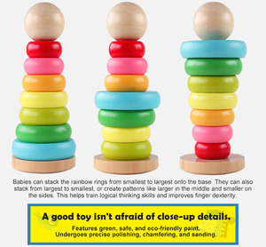 इंद्रधनुष टॉवर लकड़ी की स्टकिंग टॉय मोंटेसरी संवेदी इमारत बच्चों के लिए खिलौने - Product Image 6