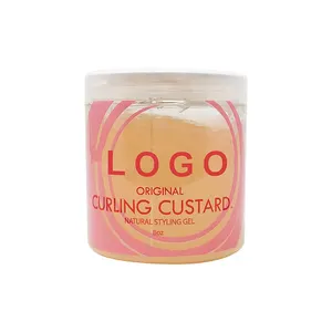 Private Label Natural Curl Defining Shine Gel Curling Custard Hair Cream Styling Gel Para Mulheres E Homem