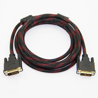 Vente en gros Nylon plaqué or tressé DVI mâle vers DVI mâle câble adaptateur câble de conversion 1.5m 3m 5m 15m pour appareil vidéo