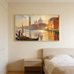 Decorazione per Soggiorno YZOK - Arte Murale con Texture di Strada Cittadina Veneziana - Dipinto a Olio Fatto a Mano - Paesaggio Naturale - Product Image 3