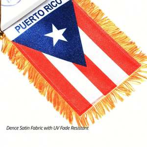Personalizado de doble cara de 4x6 pulgadas <span class=keywords><strong>Puerto</strong></span> <span class=keywords><strong>Rico</strong></span> Mini país ventana con flecos bandera colgante para la decoración del espejo retrovisor del coche - Product Image 4