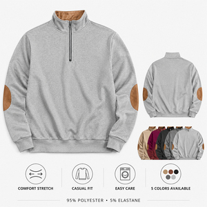 Men's Half <b>Zip</b> Stand Collar Sweatshirt Long Sleeve Pullover Casual Loose Fit Fleece Lined Streetwear - Product Image 2
