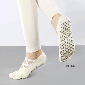 Chaussettes de yoga et de Pilates pour femmes, été 2026, respirantes, <span class=keywords><strong>anti</strong></span>-transpiration, à cinq doigts, avec sangles croisées, entièrement en silicone antidérapant - Product Image 6