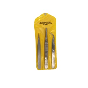 Juego de tres pinzas de acero inoxidable, pegatinas de suculentas DIY con resina epoxi, pinzas Guka, punta redonda con dientes - Product Image 1