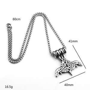 Colgante Retro Europeo Americano de Acero Inoxidable para Hombre, Amuleto Vikingo de Cuervo de Odín, Joyería con Temática Animal y Geométrica, Regalo - Product Image 5