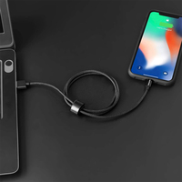 Cables de datos de carga rápida tipo C con trenzado de nailon MS 3A 2.4A, carcasa de aluminio, cable de cobre puro, cables USB negros para teléfono