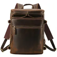 Moda yeni tasarım sırt çantası seyahat Laptop çılgın at deri çanta erkek sırt çantası