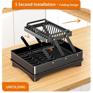 Supports et étagères de rangement pour cuisine Égouttoir à 2 niveaux Comptoir Soportes para Platos Escurridores de Trastes - Product Image 5