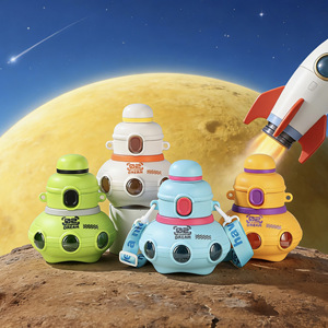 Vaso <span class=keywords><strong>de</strong></span> Plástico para Niños con Diseño <span class=keywords><strong>de</strong></span> Cohete, Color Macaron, Material <span class=keywords><strong>de</strong></span> PC, con Correa, Botella <span class=keywords><strong>de</strong></span> Agua <span class=keywords><strong>de</strong></span> Plástico con Diseño <span class=keywords><strong>de</strong></span> Nave Espacial para Estudiantes - Product Image 2