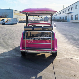 Voiture électrique de tourisme vintage rose 2 places avec toit pour les visites de villas et de parcs - Product Image 6