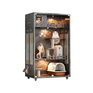 Usine Personnaliser Luxe Villa Nid En Bois Pet Cage Vitrine Chatterie Grand Lit Chat Maison