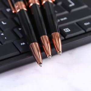 Luxury Rose Gold <b>Ballpoint</b> <b>Pen</b>, Black Metal Retractable Ball <b>Pen</b>, Custom Logo Engraved Executive <b>Pen</b> for Office, Business, Gift - Product Image 4