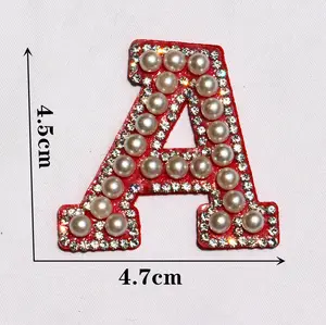 Factory Direct Sales Self Adhesive 3d Rhinestone 26 Letter Patches Pearl Letters Patches