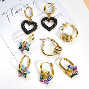 Zeadear - Aretes de Aro de Acero Inoxidable 316 Chapados en Oro de 18k, Joyería de Acero Inoxidable al por Mayor - Product Image 1