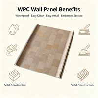 Panneaux muraux décoratifs WPC solides à motif 3D modernes, résistants à l'humidité, imperméables, ignifuges et écologiques pour salle de bain et usage domestique