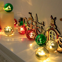 Tali lampu dekoratif Natal LED IP65 tahan air luar ruangan kotak baterai USB Santa Claus bola warna-warni manusia salju berbentuk rusa malam