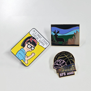 Design Factory Custom Logo Promotion <b>Gift</b> Sew-On Badges Iron Metal Brass Lapel Pins with Rhinestones Plating Technique - Product Image 2