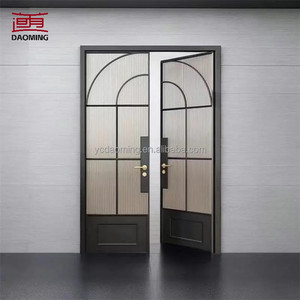 <span class=keywords><strong>Porte</strong></span> <span class=keywords><strong>d</strong></span>'<span class=keywords><strong>entrée</strong></span> de villa de luxe moderne en acier avec auvent en aluminium peint et incrustations de verre, design de <span class=keywords><strong>porte</strong></span> extérieure antivol - Product Image 5