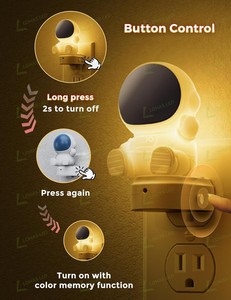 Veilleuse <span class=keywords><strong>LED</strong></span> RGB LOHAS 0,5W, lampe de chevet astronaute, RGB 10 couleurs changeantes, mini veilleuses modernes et mignonnes pour enfants - Product Image 4