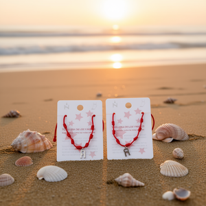 Bracelet de cheville à sept nœuds, lettre R, cordon rouge, acier inoxydable, bijoux faits à la main, cadeau unisexe, style mignon - Product Image 3