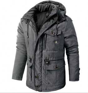 Chaqueta de Invierno Cálida de Lana con Capucha para Hombre, Talla Grande, con Múltiples Bolsillos, Chaqueta Informal para Mayor Calidez y Comodidad - Product Image 6