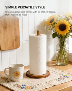 Wooden Eco-Friendly Detachable Standing Paper Towel Roll <b>Stand</b> Countertop Rustic Farmhouse Cottagecore Decor Kitchen Essential - Product Image 2