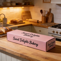 Boîte d'emballage esthétique rose pour pâtisserie, production 72H, boîte cadeau souple pour biscuits, imperméable et biodégradable