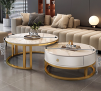 Mesa de Centro de Mármol de Lujo Nórdico, Moderna y Sencilla, de Metal Blanco y Piedra Dorada, Muebles de Salón para Cocina y Hogar