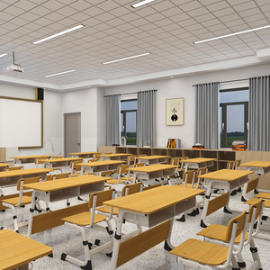 Bureau d'étude en bois à deux places et chaise, mobilier scolaire, <span class=keywords><strong>tables</strong></span> et chaises de classe réglables - Product Image 6