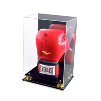Vitrine de luxe en acrylique pour gants de boxe simples et doubles avec support métallique miroir noir