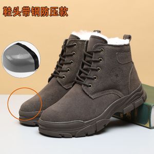 Bottes d'hiver chaudes pour hommes, taille 40, en cuir et fourrure, bottes de travail sans embout en acier - Product Image 5